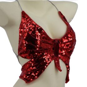 Beaded Butterfly Top - Red