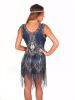 Gray Flapper Beaded Sequin Dress with Beaded Fringes - 3XL