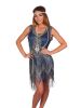 Gray Flapper Beaded Sequin Dress with Beaded Fringes - 3XL