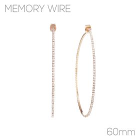 Crystal Wire Hoop - 60mm - Gold