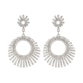 Rhinestone Circle Earrings - Silver