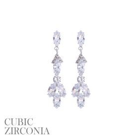 cz chandelier dangle ear - Silver