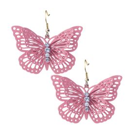 Double Layer Butterfly Fishhook Earring, Pink