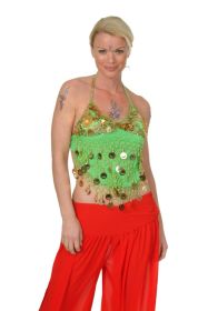 Paillette Top, Green / Gold