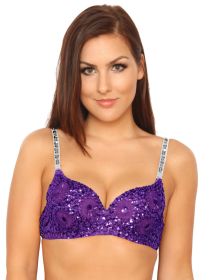 Beaded Top with Sequins - Purple, M/L