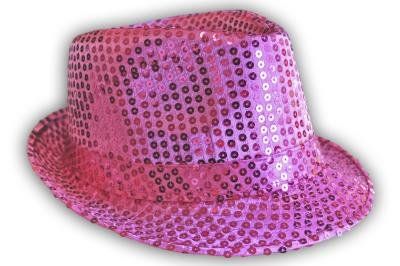 Sequin Fedora Hat - Fuchsia