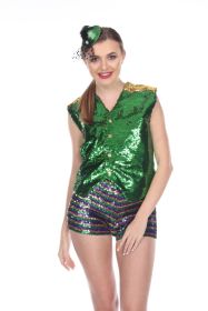 Green/Gold Reversible Sequin Vest, Small