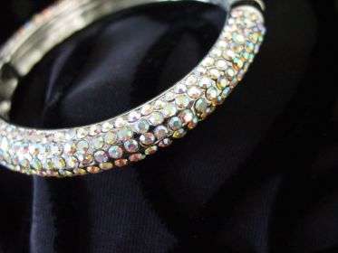 Rhinestone Hinged Bangle - AB