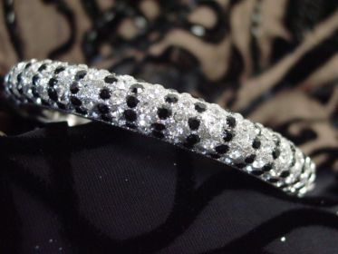 Rhinestone Bangle - Black and Clear