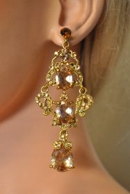 Rhinestone Chandelier Earring - Gold