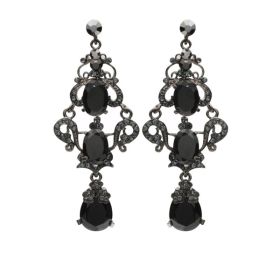 Rhinestone Chandelier Earring - Black