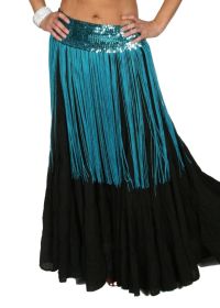 Stretchy Sequins Belt with fringes, Turquoise,M/L