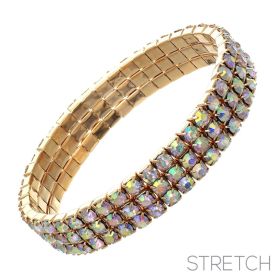 3 rows stretchy bracelet - AB Gold