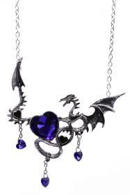 Dragon Necklace with Blue Heart Pendant