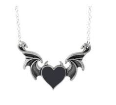 Heart Stone Bat Wing Necklace