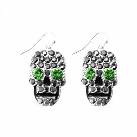 Skull Face Earrings with Rhinestones