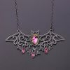 Red Gem Wire Bat Necklace