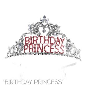 Birthday Princess Tiara - Silver/Pink