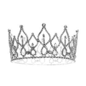 Rhinestone Crown SLV, L18.5xH2.75xD5.5"