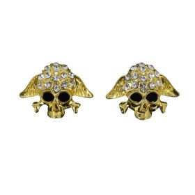 Skull with Wings Earrings - Gold