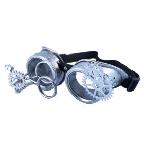 Steampunk Goggles with Gears and Magnifier - Silver