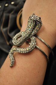 Cobra Hinged Bangle - AB/Silver