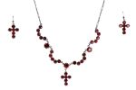 Cross Choker Set with Earrings - Red