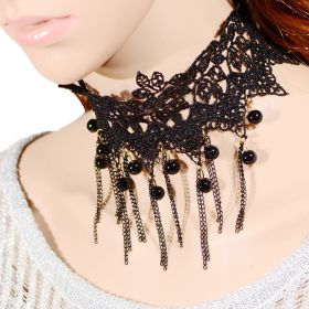 Black Lace Choker with Drapes