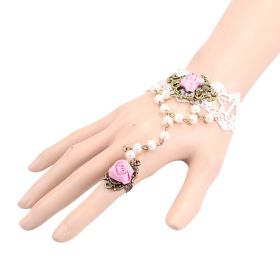 Victorian Pearl Slave Bracelet with Roses - Beige