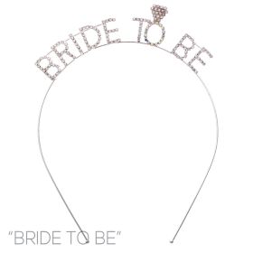 Rhinestone Bride to Be Headband - Silver