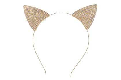 Cat's Ears Stone Hair Headband - Gold