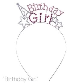 Rhinestone Birthday Girl Headband, S, 4 x 2 in