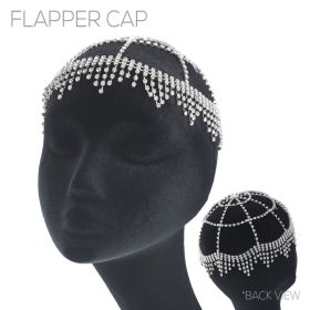 S Rhinestone Fringe Flapper Cap