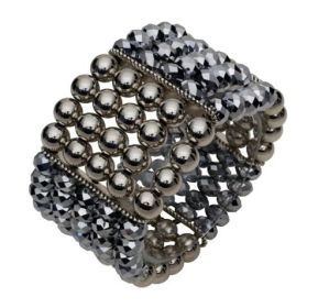 5 Line Beaded Bracelet - Silver