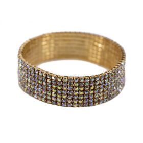 7 rows rhinestone stretchy anklet-AB Gold