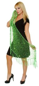 Crochet Triangle Scarf with Fringes - GREEN SOLID