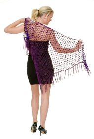 Crochet Triangle Scarf with Fringes - PURPLE SOLID