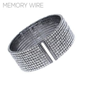 10 Row Grey Rhinestone Memory Wire Bracelet