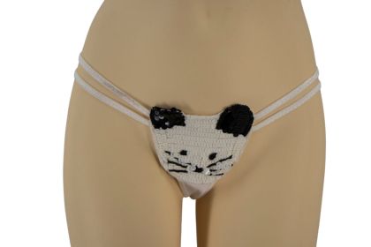 Sequin Kittie Thong - White/Black