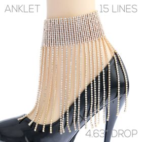 G RS 15 29line Tassel Anklet-Gold