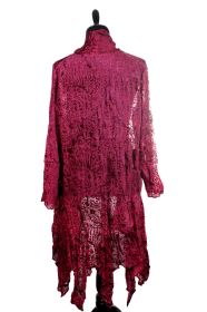 Crinkle Beaded Duster - Burgundy Plus Size