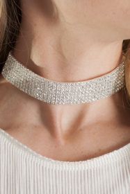 7 Row Rhinestone Choker - Silver