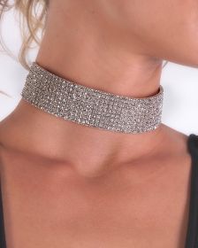 9 row stretchy choker - silver