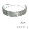 10 Row Rhinestone Choker - Silver