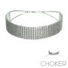 10 Row Rhinestone Choker - Silver