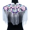 Beaded Shawl Multi - white fringes with collar