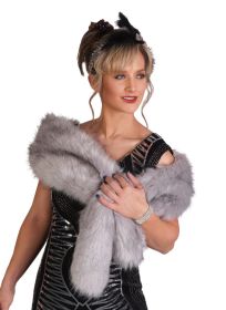 Flapper faux fur stole wrap - Gray