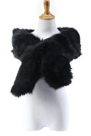 Flapper faux fur stole wrap - Black