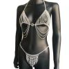 Rhinestone Fringe Bikini Set - Silver