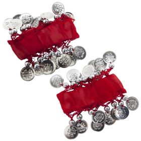 Armband Coin - Red/Silver ( Pair )